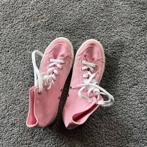 Divided Pink Canvas High-Top Sneakers with White Laces